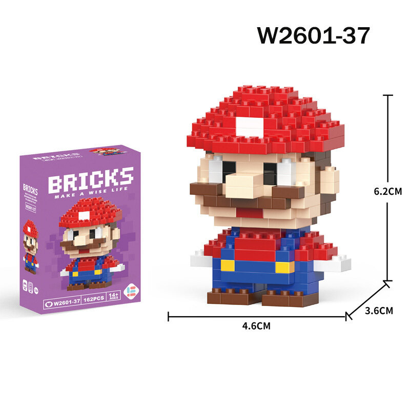 Super Mario Bros klocki do budowy Luigi kreskówka postać z Anime zmontowany Model klocki do budowy dla dzieci Puzzle klocki zabawki prezenty