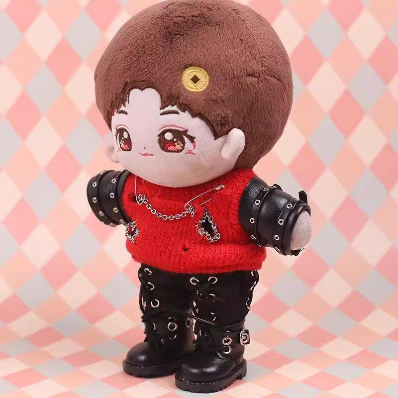 20cm Doll Clothes Worn-out Sweater Set Fit 20cm Idol Plush Doll's Leather Clothing Outfit for 20cm Cotton Dolls Accessories