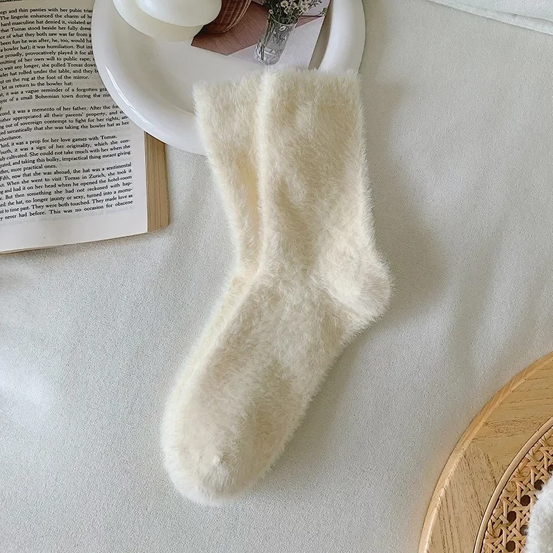 1 Pair Mink Fleece Super Soft Socks for Women Winter Warm Thicken Coral Plush Socks Thermal Snow Home Sleep Floor Kawaii Sock