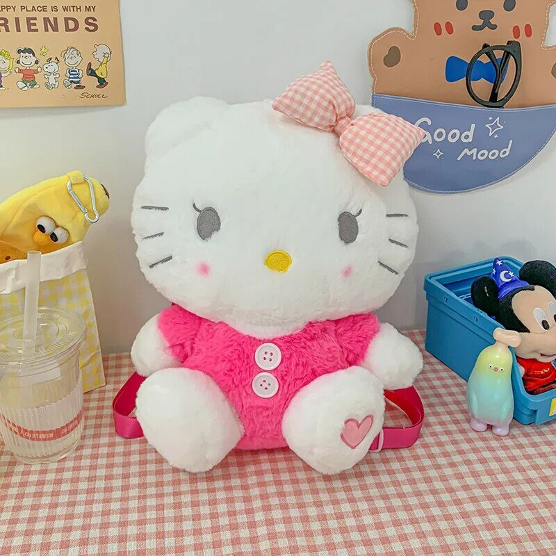 Sanrio Kuromi Cinnamoroll Plush Rucksack กระเป๋าเป้สะพายหลัง Hello Kitty My Melody กระเป๋า Kuromi ตุ๊กตาหนานุ่มสาวน่ารักกระเป๋าเป้สะพายหลัง