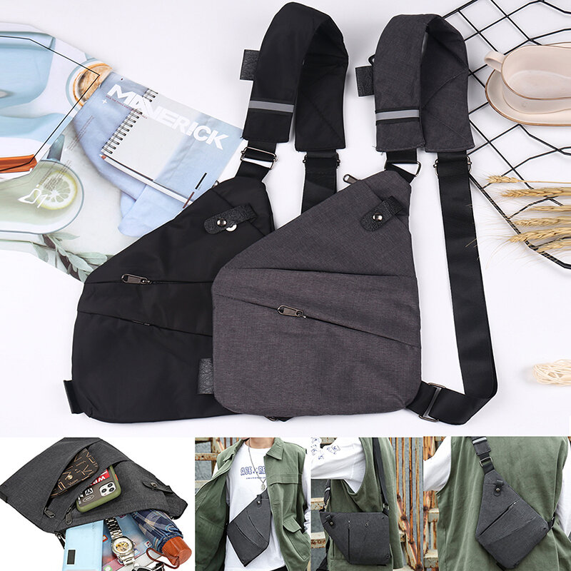 휴대용 남성 개인 포켓 숄더백, 방수 자전거 도난 방지 크로스 바디 체스트 가방, 캐주얼 사이클링 스포츠 메신저 가방