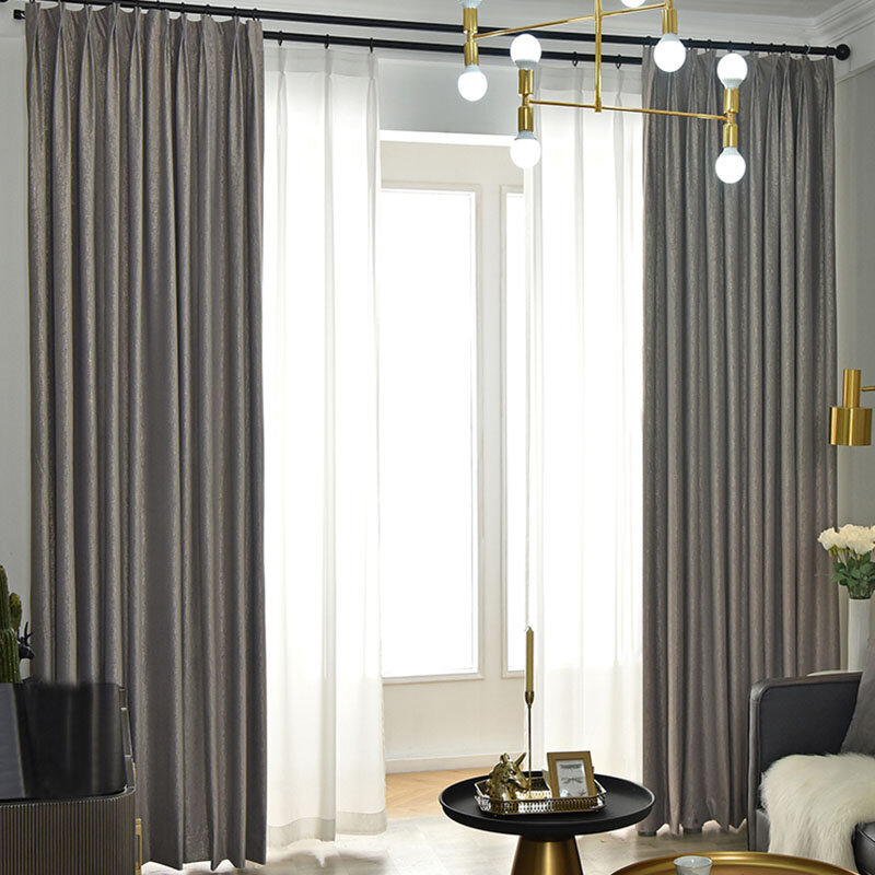 Grey Velvet bronzeadores cortinas para sala de estar, luxo acessível, simples, moderno, grosso, high-end, sala de estar, quarto, novo, entrega rápida