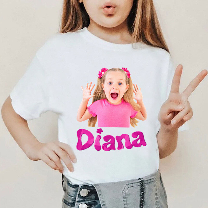 T-shirt dla chłopców/dziewcząt Diana i Roma z nadrukiem śliczne koszulki dla dzieci śmieszne ubrania dla dzieci letnie koszulki z krótkim rękawem koszulki dla dzieci, HKP5880