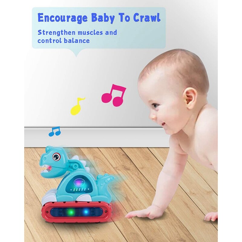 Dziecięcy elektryczny muzyczny samochód dinozaura zabawka z dźwiękami i światłami niemowlę wcześnie czołgające się zabawki rozwojowe