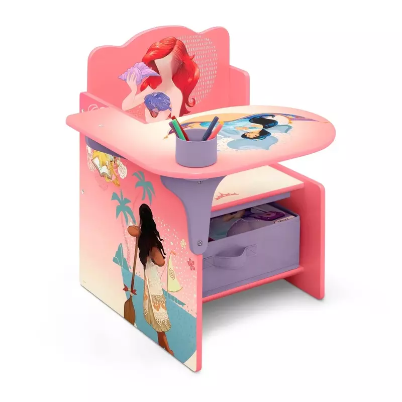 Princess Chair Desk com Storage Bin, Ideal para Artes e Ofícios, Snack Time, Homeschooling, Homework e muito mais