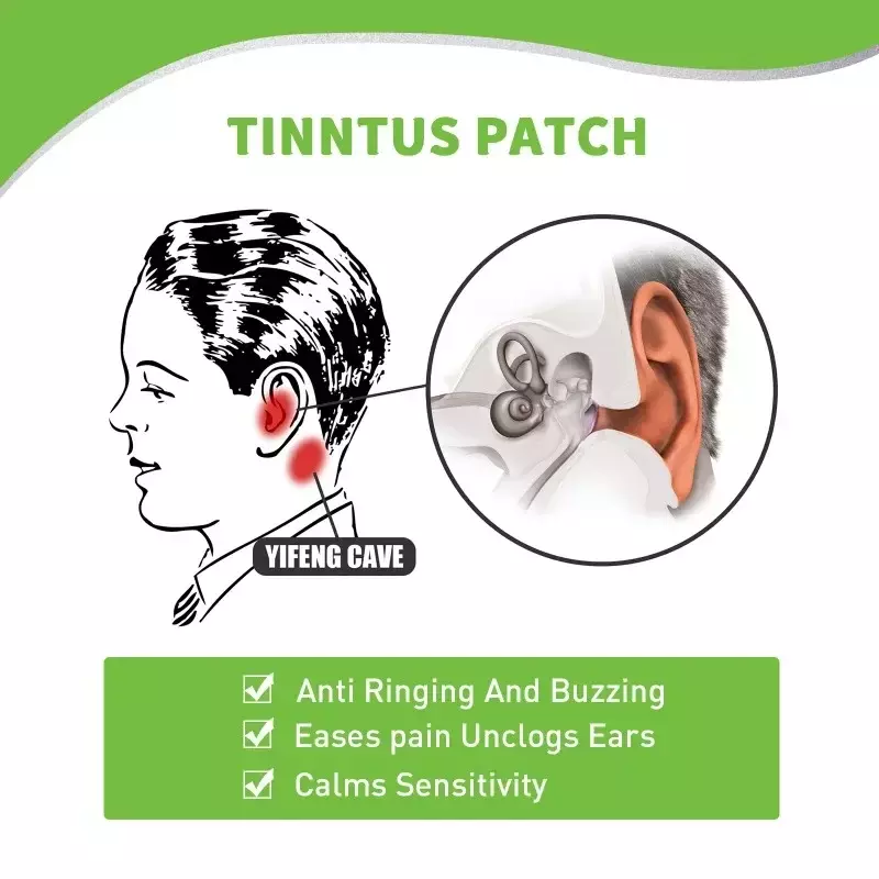 12 pz/borsa cura della salute dell'orecchio cerotto all'acufene a base di erbe previene la perdita dell'udito per i sintomi dell'acufene che suonano alleviare il dolore all'orecchio