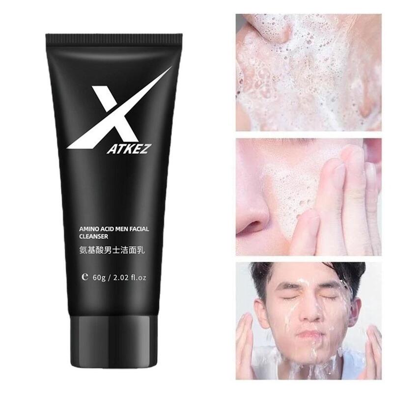 Limpiador Facial de aminoácidos para hombres, lavado Facial Suave diario, limpieza de poros profundos, Control de aceite, removedor de acné, limpiador, 60g, S3P1