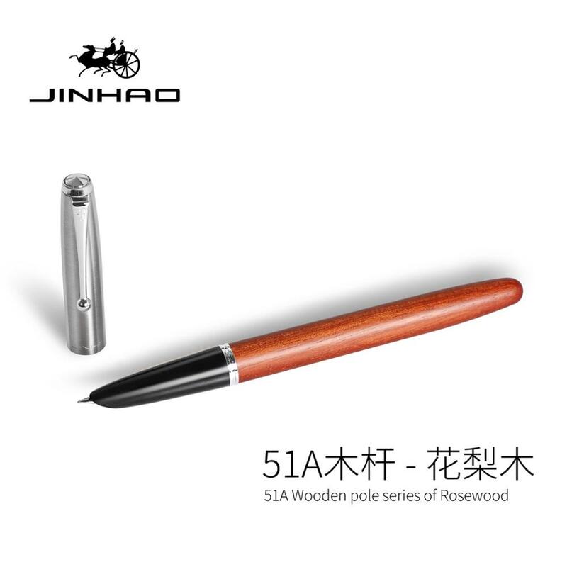 Zremastered klasyczne drewno wieczne pióro 0.38mm bardzo cienkie stalówka kaligrafia długopisy Jinhao 51A biurowe biurowe szkolne a0994