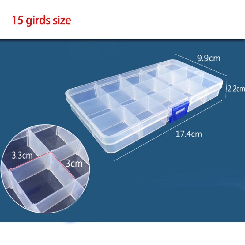 15กริดโปร่งใสพลาสติก Organizer ช่องปรับกล่องคอนเทนเนอร์สำหรับเครื่องประดับสี่เหลี่ยมผืนผ้ากล่องกรณี