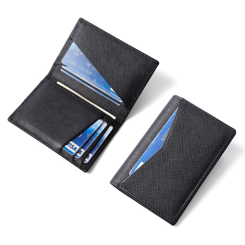Estuche de cuero portátil con múltiples ranuras para tarjetas, organizador de tarjetas de viaje, soporte Universal para tarjetas de crédito, identificación y autobús, Color sólido