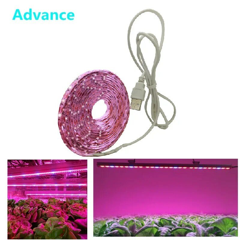 LED Grow Light Full Spectrum USB Grow Light Strip 0.5m 1m 2m 2835 Chip LED Phyto Lamp for Plants Flowers Greenhouse Hydroponic