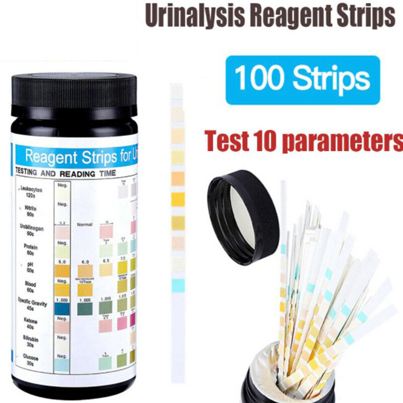 Tiras De Teste De Urina, Tiras De Urinálise, URS-10T, Tiras De Teste De Reagente, URS-10T, 10 Parâmetros, 100 Tiras