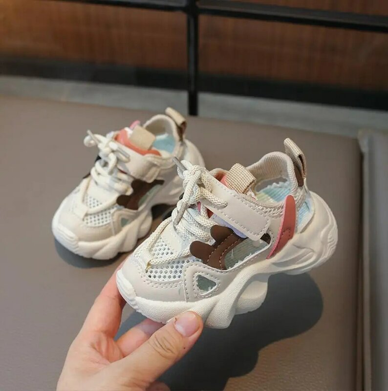 Toddler Kids Sandals 2024 Summer Boys Mesh Breathable Sports Sneakers Children Non-slip Soft Sole Flat Girls Running Shoes