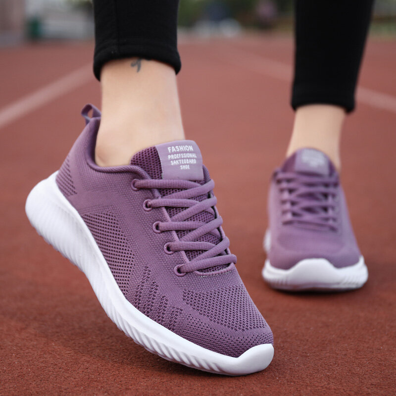 Chaussures de course légères en maille respirante pour femmes, chaussures de sport décontractées, chaussures de marche de fitness à la mode, nouveau modèle 2024
