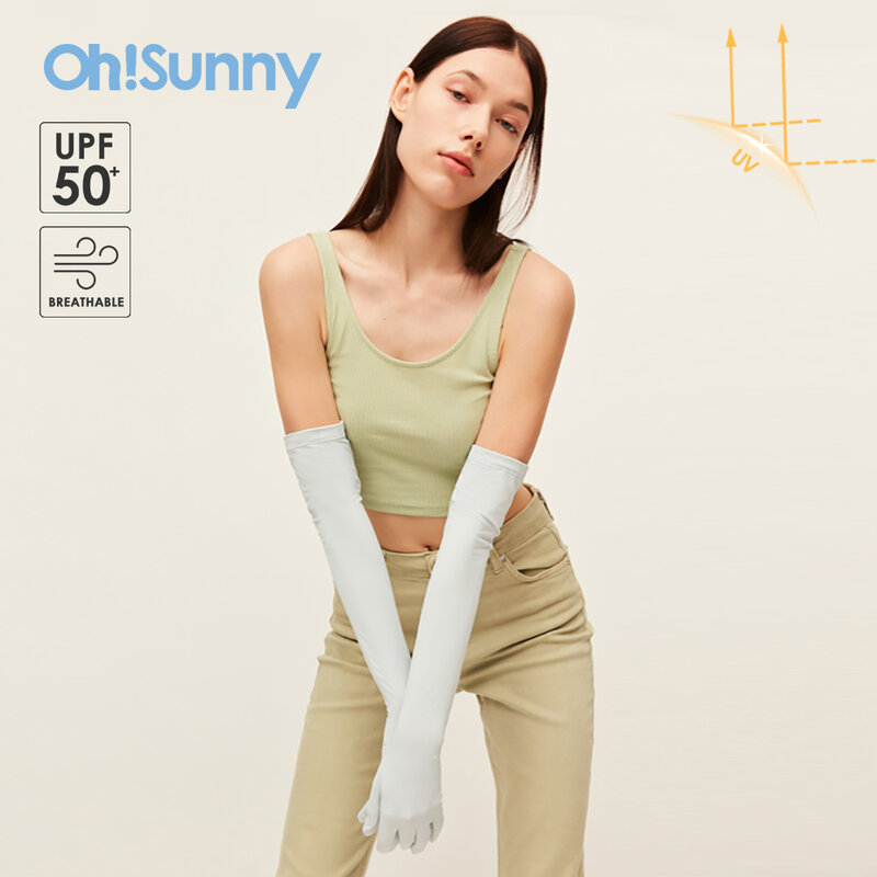 OhSunny-Gants longs d'été pour l'extérieur, manchons de bras flexibles anti-UV, protection solaire, légers et doux, conduite, cyclisme, golf, Udissolvant 50 +
