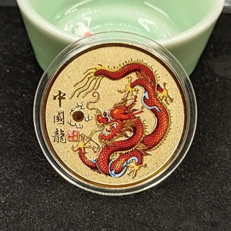Lunar New Year Coin Zodiac Coin Commemorative Dragon Decor 2024 Lucky Red Spring Festival Keepsake capodanno lunare per borse