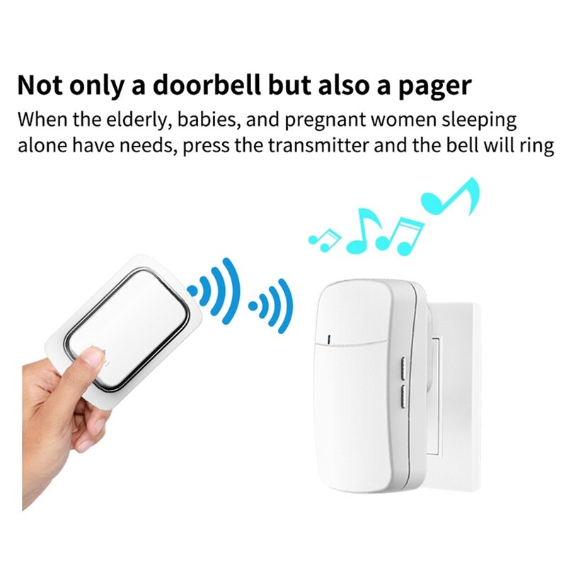 Wireless Doorbell No Battery Required Waterproof Self-Powered Door Bell Sets Home Outdoor Chime Doorbell