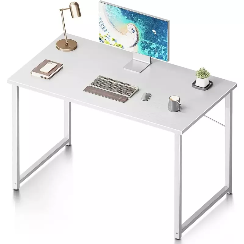 40 Inch Computer Desk, Modern Simple Style Desk for Home Office, Study Student Writing Desk, White
