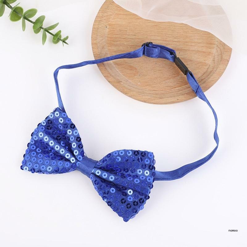 Mens Womens Shiny Sequins Bowtie with Adjustable Strap Pre-Tied Bowknot Necktie Fashion Cosplay Party Costume