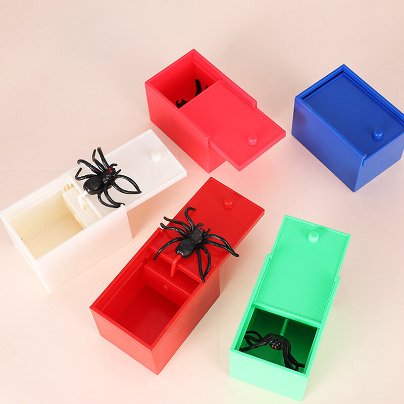 1 buah mainan Halloween lucu laba-laba tersembunyi dalam kotak laba-laba hadiah mainan trik Scarebox