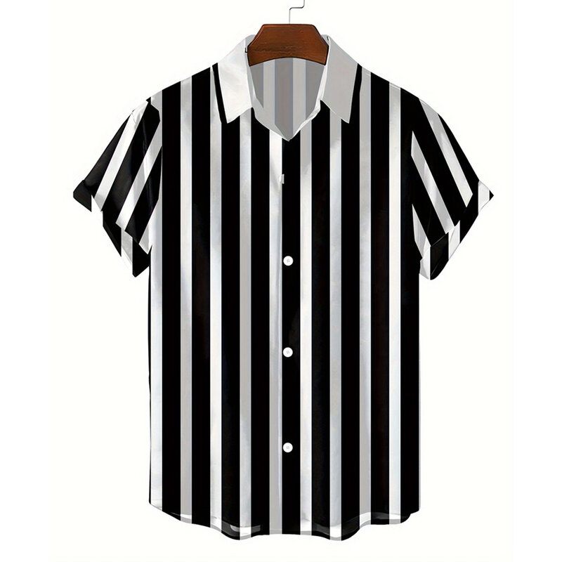 Overs ize Shirt Muster Herren hemd Top Turn-Down Kragen Kurzarm verschluss Herren Freizeit hemd für Herren