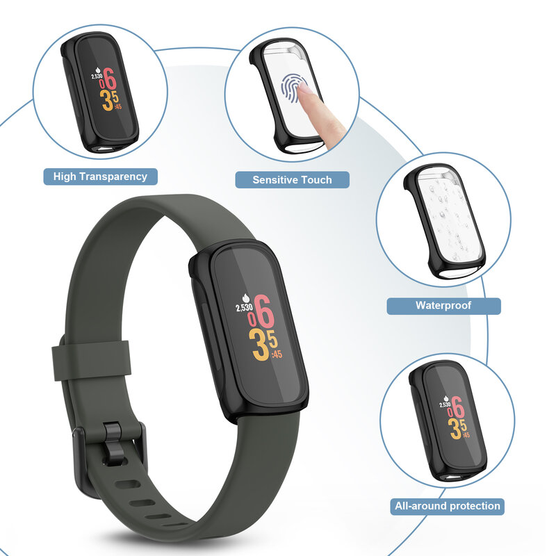 Funda completa de TPU suave para Fitbit inspire 2/inspire 3, Protector de pantalla, carcasa protectora de parachoques