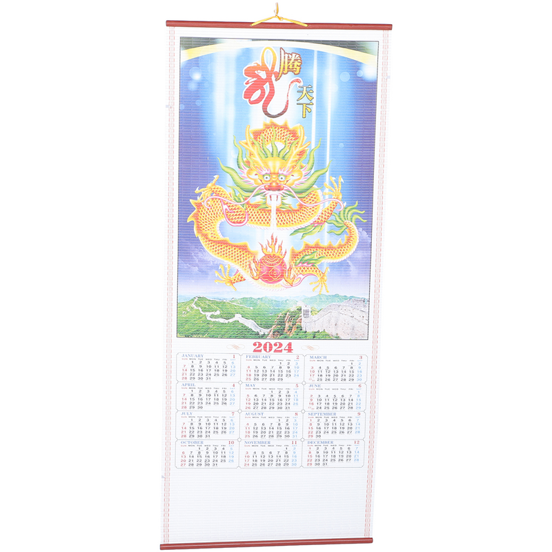 Kalender gantung dinding bulanan kalender gantung gaya Tiongkok tahun dekorasi kalender gantung Naga