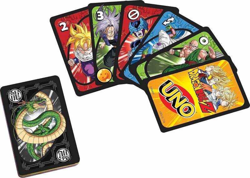 Giochi Mattel UNO Dragon Ball Z gioco di carte per la notte familiare con grafica a tema per spettacoli televisivi e una regola speciale per 2-10 giocatori