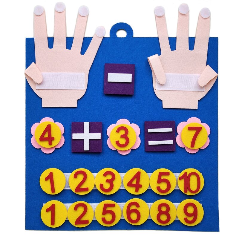 Juguete Montessori de matemáticas para niños, números de dedo de fieltro para contar, aprendizaje temprano para niños pequeños, desarrollo de inteligencia, 30x30cm