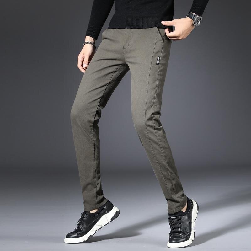 Moda uomo Stretch Business Casual pantaloni a matita slim fit pantaloni dritti pantaloni classici pantaloni formali