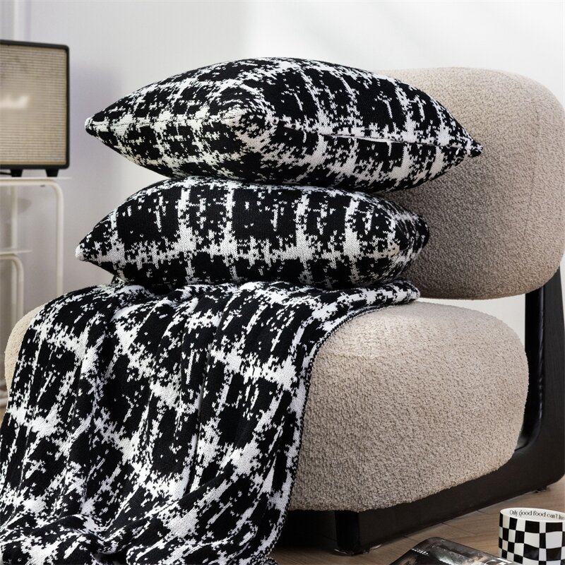 Minimalist European style wool blend knitted blanket sofa blanket soft furnishings home blanket nap