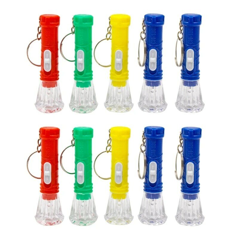 Pack of 10 Bright Mini LED Keychain Flashlight Keyring Flashlight Small Pocket Torch White Lighting Random Color