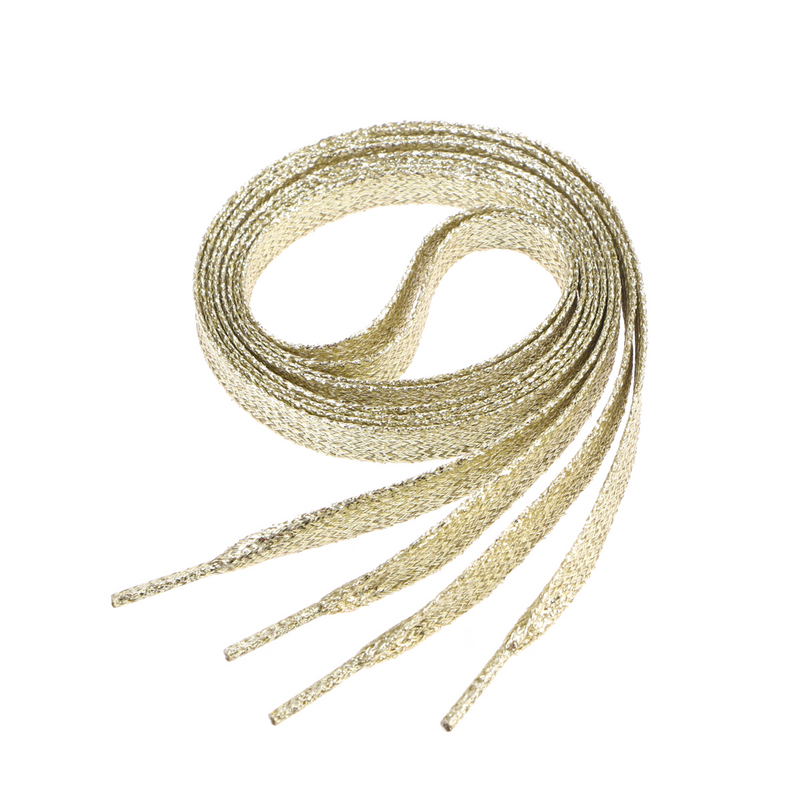 Glitter Flats Colored Shoestring Bootlaces Shoelaces for Sneakers Pearlescent Gold