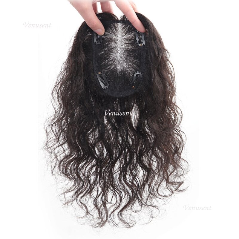 Женский кружевной парик из человеческих волос, летний Воздухопроницаемый парик с зажимами, 9 х14 см