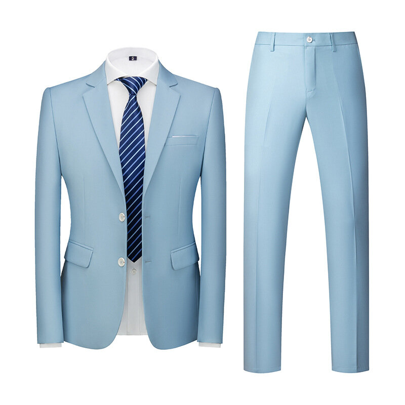 Men's Suit 2 Pieces Slim Fit Business Casual Suitable Wedding Banquet Bridesman Dress Jacket With Pants