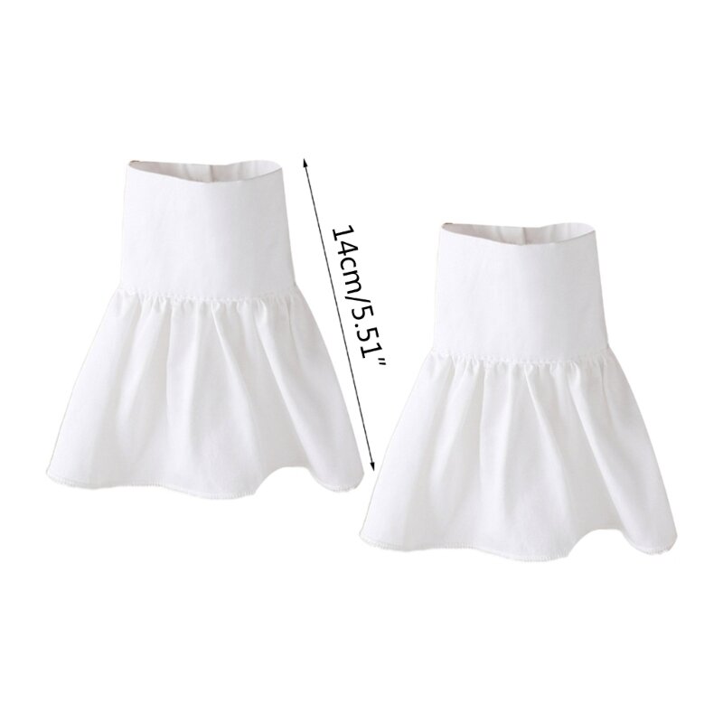 Suéter decorativo con mangas de volantes para niñas, puños de muñeca plisados falsos para mujer, vestido femenino, abrigo de Color blanco, puños de camisa, accesorios