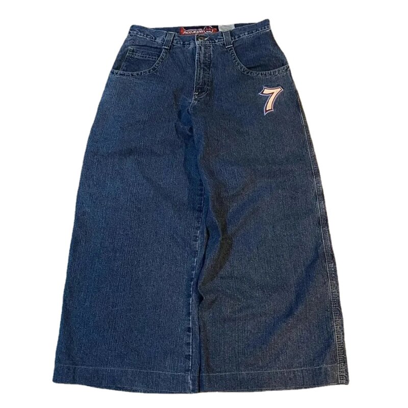 Pantalones vaqueros Vintage americanos para mujer, ropa de calle holgada con estampado gráfico personalizado, talla 7, Y2K, Hip Hop, 2024