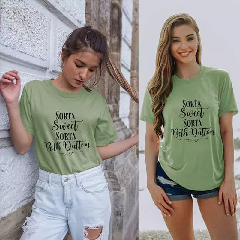 Sorta Sweet Sorta Beth Dutton T-Shirt Vrouwen Gele Stenen Tv-Show Kleding Causaal O-Hals Tops Mode Tip Reizen Minnaar Grafisch T-Shirt