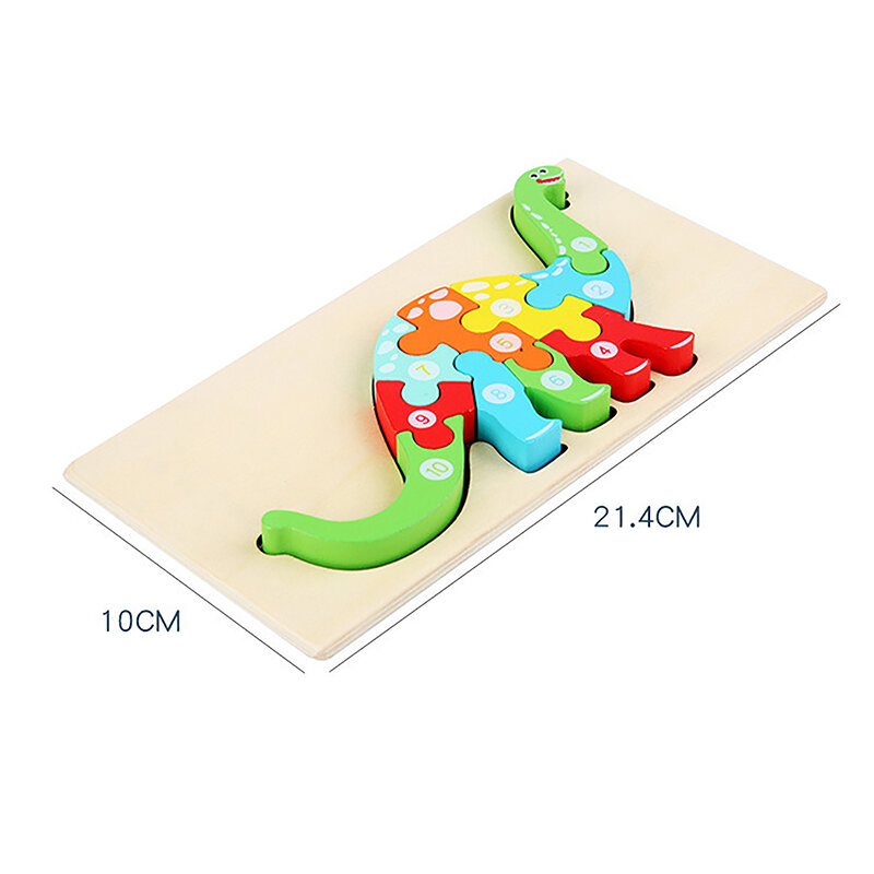 Teka-teki 3D kayu dinosaurus kayu hewan Jigsaw Puzzle pendidikan dini warna mainan pembelajaran edukasi untuk anak-anak