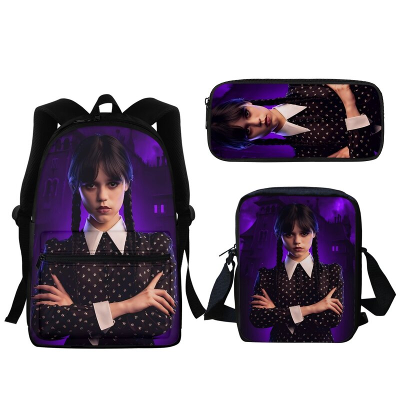 BookBags Gift Gothic Wednesday Anime Printed Girls Zipper Backpack Horror High Quality Children Primary School Schoolbags 2024