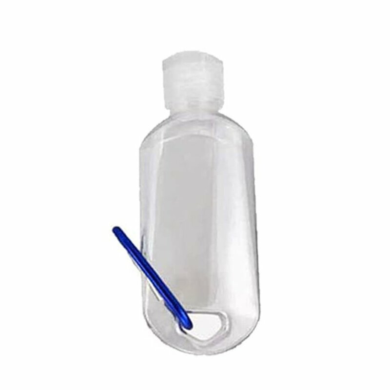 1Pcs 50ml Transparent Hand Sanitizer Empty Bottle Portable Flip Plastic Bottle Travel Container Random Carabiner Color