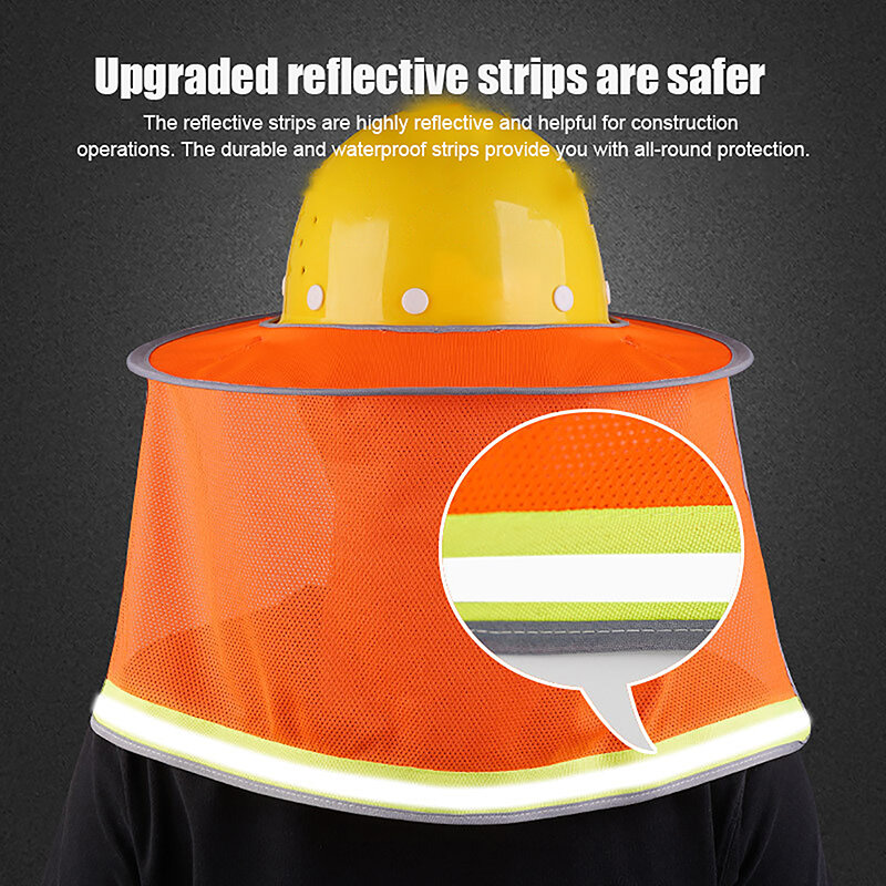Summer Sun Shade Safety Hard Hat, Neck Shield Capacetes, Reflective Mesh Cap, Capa para trabalhadores da construção civil