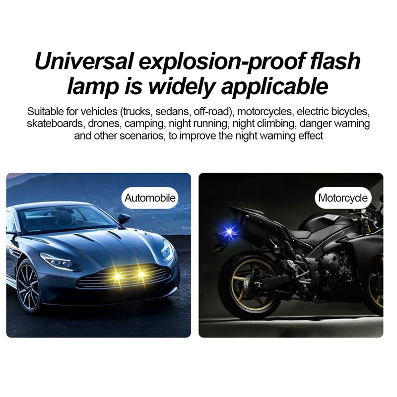 차량용 무선 리모컨 LED 스트로브 라이트, 자동차 오토바이 자전거 드론 스쿠터 충돌 방지 경고 램프, 플래시 표시기