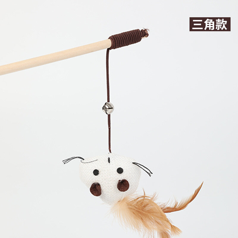Funny Cat Stick Hemp Rope Wooden Handle Interactive Training Mouse Bird New Cat Accessories Pets Kitten Toys with Bell