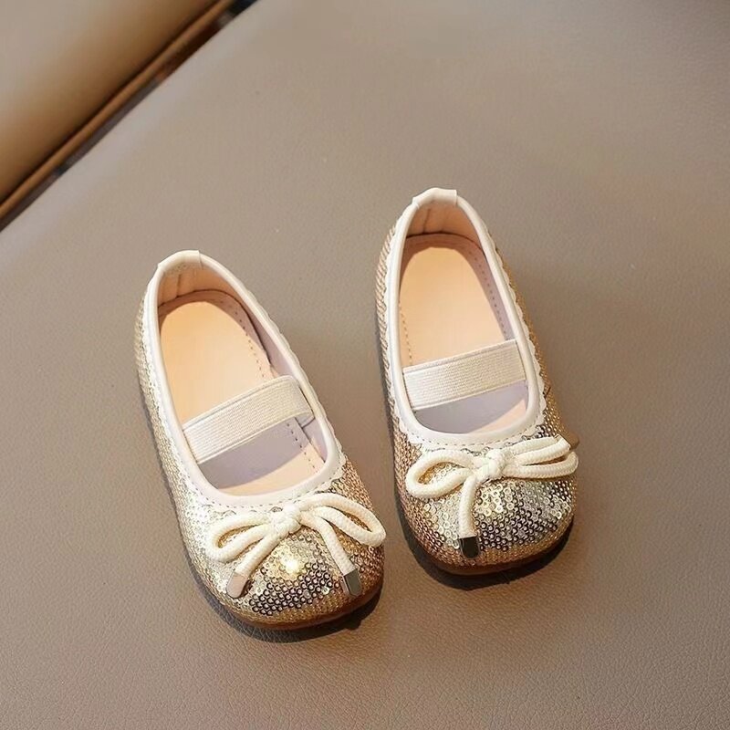 Маленькие туфли для девочек, Новинка осени 2024, модные туфли для маленьких девочек с блестками, детские туфли принцессы на мягкой подошве