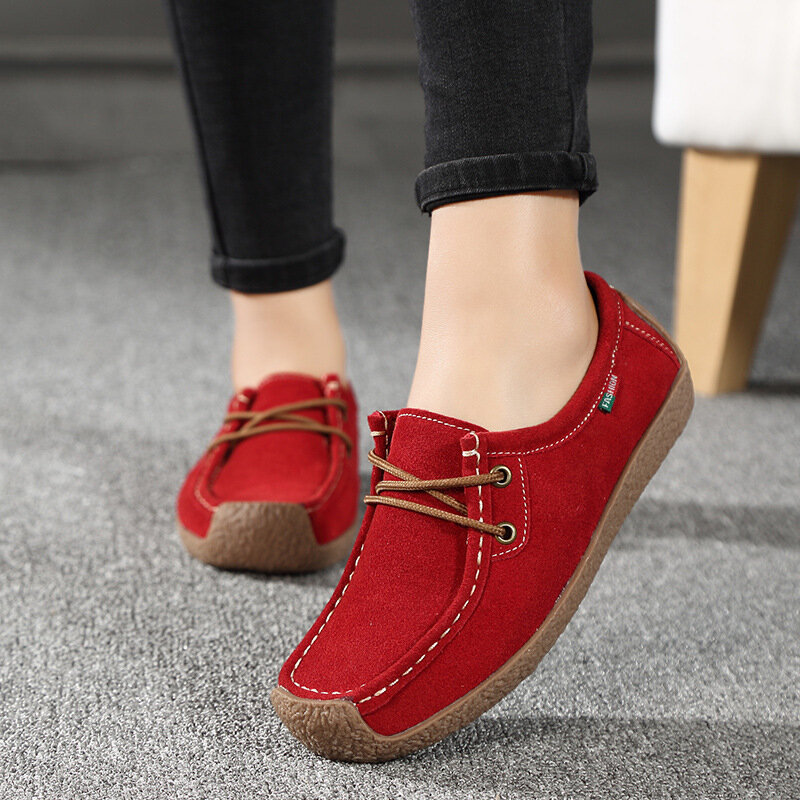 2023 Spring /Autumn Sneakers Women Soft Leather Loafers Breathable Flats Shoes Female Casual Shoes Women Walking Shoes Plus Size