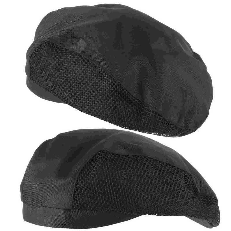 2 Pcs Waiter Beret Hats Chef Outfits Men Hair Net for Working Worker Polyester Cotton Miss