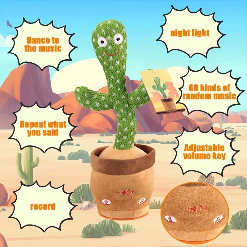 Writhing Kaktus Spielzeug, das singen und lernen, Spielzeug zu sprechen, das Haustiere Spielzeug Katzen und Hunde Spielzeug (ohne Batterien) Miniatur haus glühen