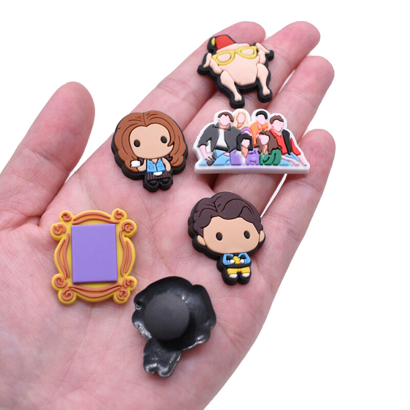 PVC single/lot carton shoe charms buckles decoration accessories turkey mirror family picture cat human for sandals clog adults