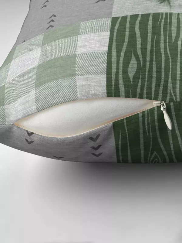 Rustic Deer Patchwork - Green/Grey Throw Pillow Decorative Sofa Cushion christmas ornaments 2024 Decorative pillow case